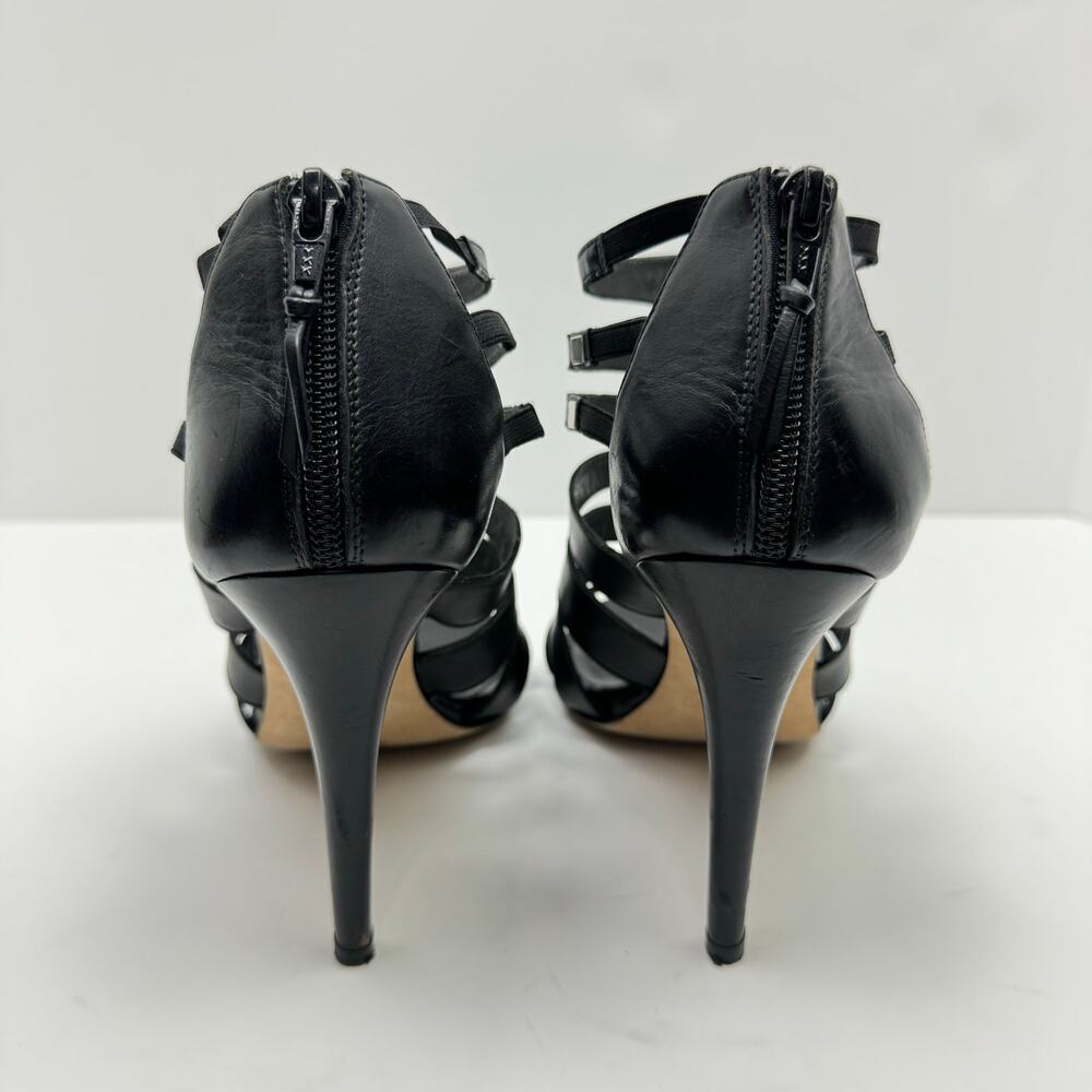 Stuart Weitzman Outing Black Leather Strappy Cage Studded Stiletto Heel Sandal - Picture 5 of 12